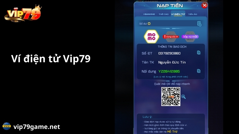 nạp tiền vip79 qua ví điện tử momo