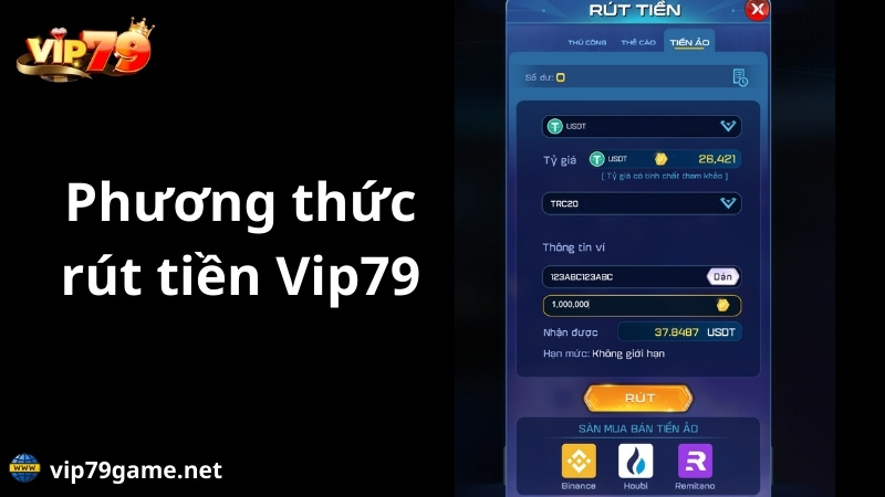 phương thức rút tiền vip79